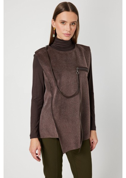 Fermuar Detaylı Aksesuarlı Süveter 66937