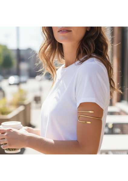 Sevil Gülgün Atelier Pazuband, Üst Kol Bileziği, Minimalist, Ayarlanabilir, Gümüş Kaplama, Yaz Aksesuarı, Cuff fırsatları