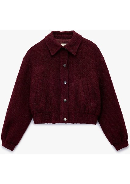 Kadın Koton x Sibil Çetinkaya - Uzun Kollu Cepli Bomber Tüvit Ceket 6WAK50067PW fırsatları