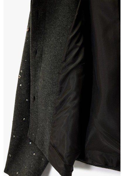 Kadın Koton x Melis Ağazat - Uzun Kollu Cepli Düğmeli Taşlı Kaşe Ceket 6WAK20406EW modelleri