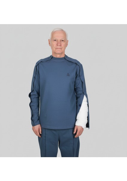 Adaptif Uzun Kollu Denim Mavi Kırık Kol - Ortopedi Tedavi Kıyafeti fiyatları