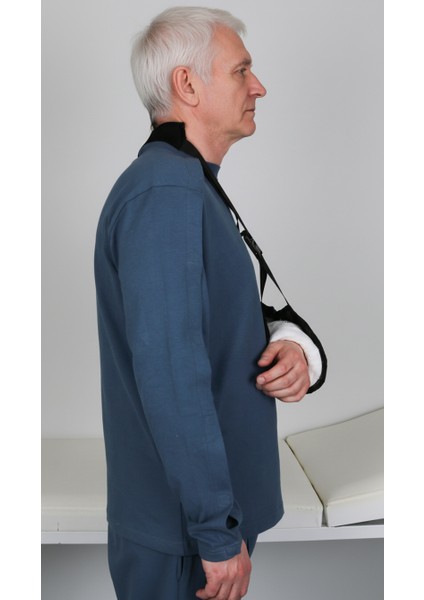 Adaptif Uzun Kollu Denim Mavi Kırık Kol - Ortopedi Tedavi Kıyafeti