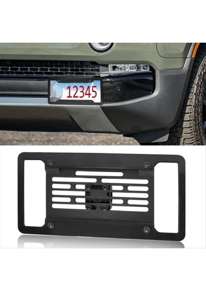 Rivian R1T R1S 2022-2024 Için Plaka Plakası Braketi Ön Çekme Kancaları Plaka Plakası Montaj Plakası Çerçevesi Ayarlanabilir (Yurt Dışından) indirimleri