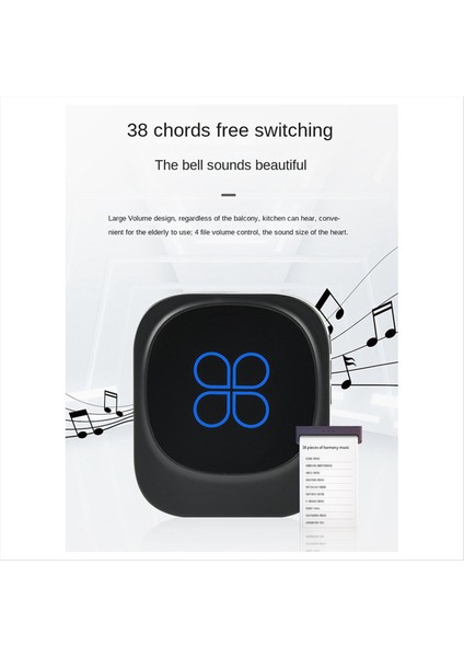 Ab Fiş Su Geçirmez Akıllı Kapı Zili Kablosuz Kapı Zili IP68 Ev Kapı Zili Akıllı 38 Şarkılar 4 Seviyeli Hacim Kontrolü (Yurt Dışından) modelleri