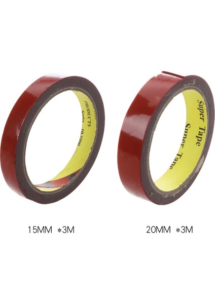 2 Adet Kırmızı Güçlü Kalıcı Çift Taraflı Süper Yapışkan Köpük Bant Rulosu Araç Araba - 15MMX3M ve 20MMX3M (Yurt Dışından) fiyatları
