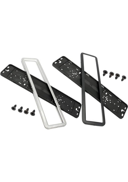 2 Set Paslanmaz Çelik Avrupa Almanca Rus 8k Araç Plaka Çerçeve Numarası Plaka Tutucu (Gümüş) (Yurt Dışından) modelleri