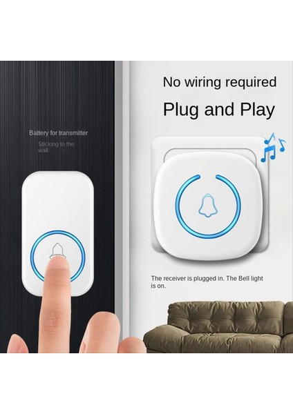 Kablosuz Kapı Zili Akıllı Karşılama Kapı Zili 300M 60 Şarkılar Melodiler Ev Akıllı Kapı Zili Beyaz Abd Fiş (Yurt Dışından) fiyatları