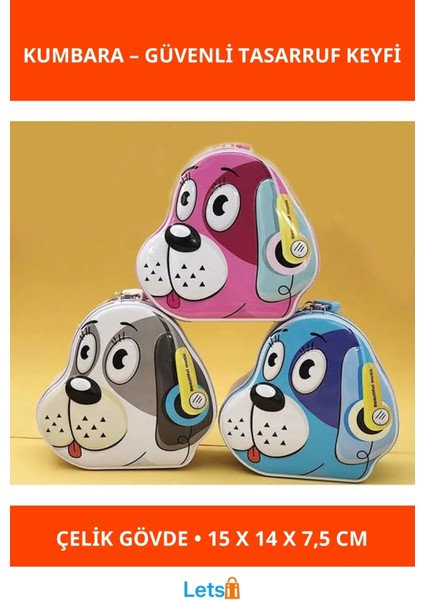 Sevimli Köpek Tasarımlı Kilitli Kumbara