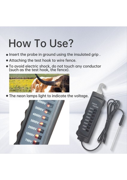 FT-891 Elektrikli Çit Test Cihazı 700-8000V At Süt Ürünleri ve Yaban Hayatı Için (Yurt Dışından) fırsatları