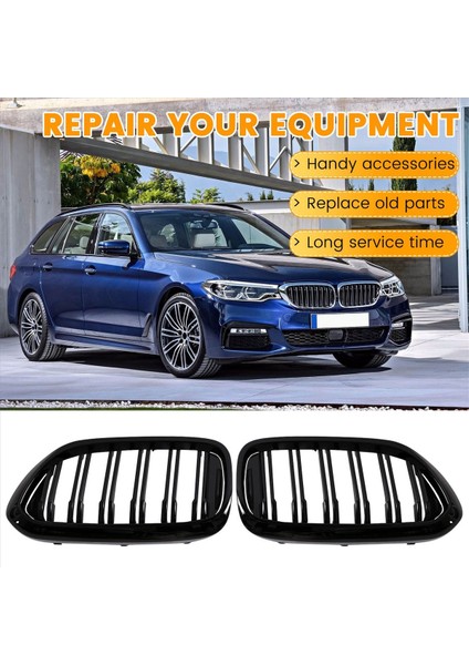 Bmw 5 Serisi G30/G38 530I 540I 550I Çift Glossy Siyah Için Ön Tampon Izgaralar Çift Çizgi Tarzı Yarış Izgaraları (Yurt Dışından) indirimleri