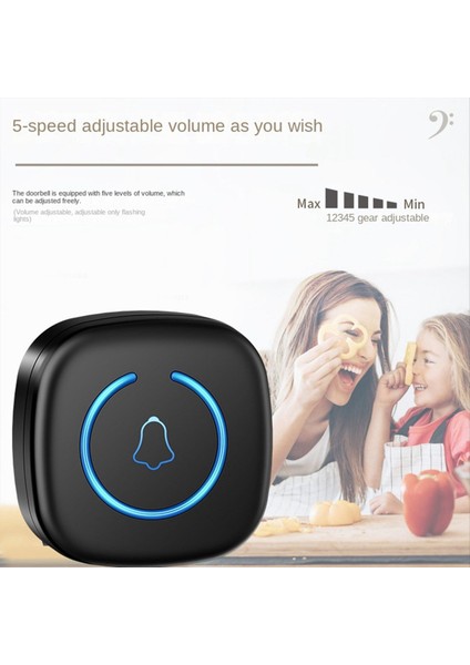 Kablosuz Kapı Zili Akıllı Karşılama Kapı Zili 300M 60 Şarkılar Melodiler Ev Akıllı Kapı Zili Siyah Abd Fiş (Yurt Dışından) fırsatları