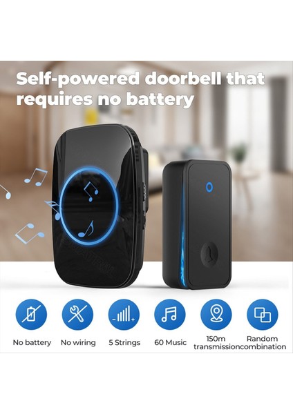 Kendi Powered Kablosuz Kapı Zili Yok Çocuklar Için Pil Su Geçirmez Kapı Zili Yaşlı Arayan 1 Düğme 2 Alıcı Ingiltere Fiş (Yurt Dışından) indirimleri