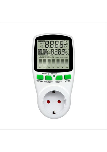 Dijital LCD Enerji Ölçer Wattmetre Güç Analizörü Ab Fişi (Yurt Dışından)