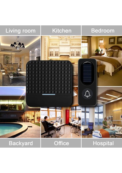 Kablosuz Güneş Kapısı IP65 Su Geçirmez 300M Kapı Zilleri Chime Kit Güneş Gücü Şarj Açık Dış Mekan Kapı Zilleri-Eu Fiş (Yurt Dışından) indirimleri