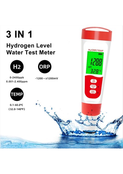Hidrojen Su Şişesi Test Ölçer, 3'ü 1 Arada H2/orp/sıcaklık Dijital Test Cihazı (Yurt Dışından) fırsatları