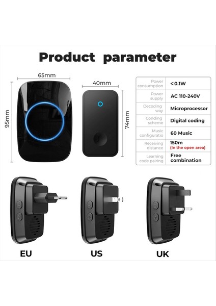 Kendi Powered Kablosuz Kapı Zili Yok Çocuklar Için Pil Su Geçirmez Kapı Zili Yaşlı Arayan 2 Düğme 1 Alıcı Abd Fişi (Yurt Dışından) fırsatları