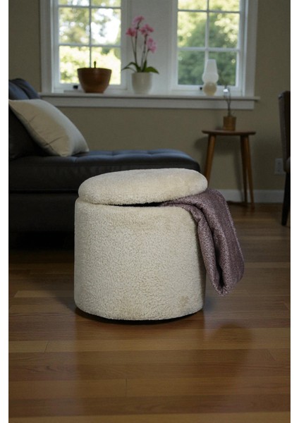 Silindir Sandıklı Puf – Yumuşacık Doku Teddy Kumaş Makyaj Masa Pufu Bench modelleri