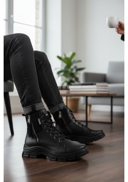 Conpax 5428 Siyah Kadın Fermuarlı & Bağcıklı Bot fiyatları