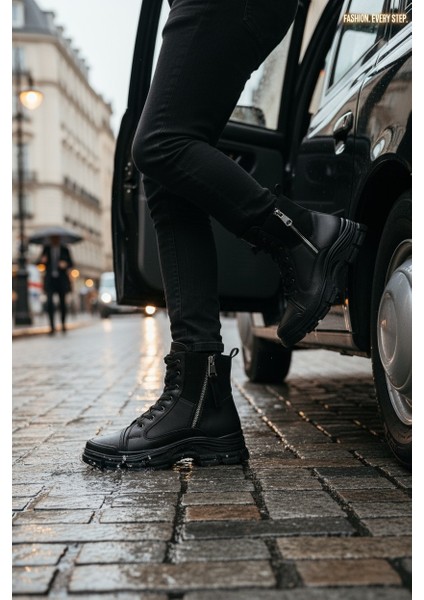Conpax 5428 Siyah Kadın Fermuarlı & Bağcıklı Bot modelleri