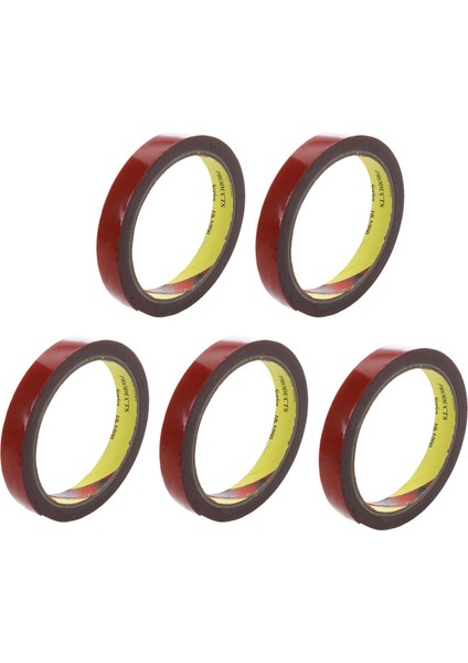 5x Güçlü Kalıcı Çift Taraflı Süper Yapışkan Köpük Bant Rulosu Araç Araba Kırmızı 15MMX3ETRE (Yurt Dışından)