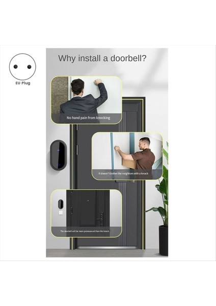 Ab Fiş Kablosuz Kapı Zili Su Geçirmez Akıllı Kapı Zili IP68 Home Door Bell Akıllı 4 Seviyeli Hacim Kontrolü 38 Şarkılar (Yurt Dışından) fırsatları