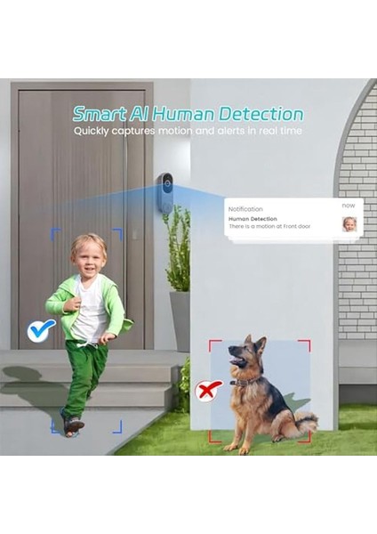 1080P Akıllı Kablosuz Video Kapı Zili Kamerası Akıllı Insan Tespiti ile Ev Güvenliği Gerçek Zamanlı Uyarı 2 4ghz Wi-Fi (Yurt Dışından) fiyatları