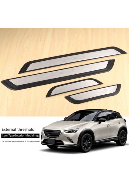 Mazda Cx-3 Cx3 Için 2017 2018 Araba Scuff Plaka Kapısı Dış Dış Dış Döşeme Trim Hoş Geldiniz (Yurt Dışından) fırsatları