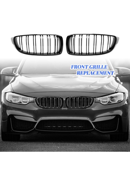 Bmw 4 Serisi F32 F33 F36 F80 F82 Çift Slat M4 Spor Stili Parlak Siyah (Yurt Dışından) modelleri