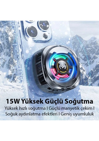 15W Manyetik Klipsli Seramik Telefon Soğutucu Fan Oyun Gaming Youtube Yayını Için Memo