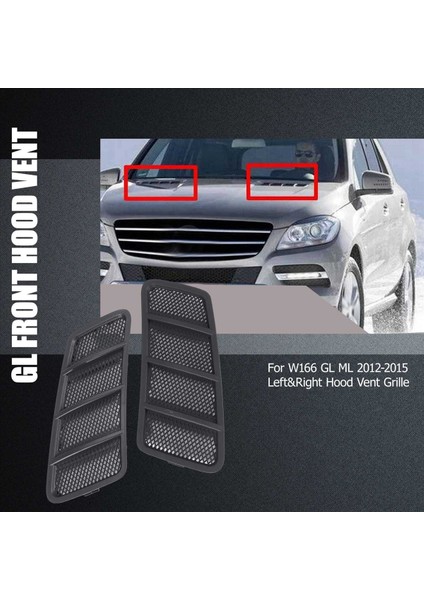 2pcs Araba Ön Kaput Havalandırma Izgarası Hava Akışı Alım Kaputu Mercedes Benz W166 Gl GL350 GL450 GL550 ml ML350 ML550 2012-2015 (Yurt Dışından) indirimleri