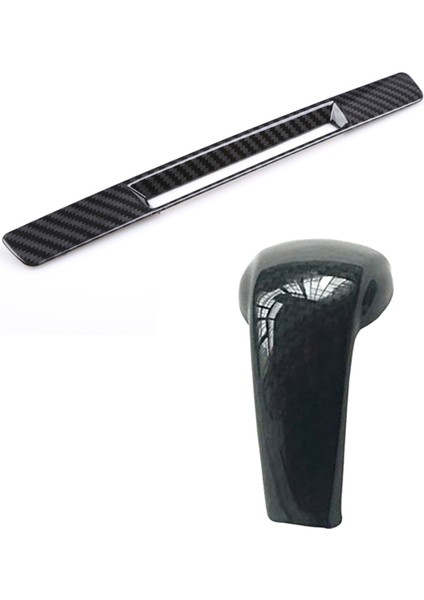 1 Pcs Merkez Konsol Karbon Fiber Sıvı Kristal Ekran Trim Şerit ve 1 Pcs Karbon Fiber Baskı Dişlesi Vites Değiştirme Düğmesi Kapak Döşeme (Yurt Dışından)