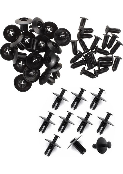 40PCS Delik Genişleyen Vidalı Panel Klipsinde Plastik Perçin Siyah - 20 Adet 8mm ve 20PCS 6mm (Yurt Dışından)