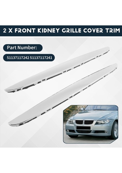 2pcs Krom Abs Ön Tampon Böbrek Izgara Kapak Kapağı Trim 51137117242 Bmw 3 Serisi E90 E91 2006-2008 (Yurt Dışından) fırsatları