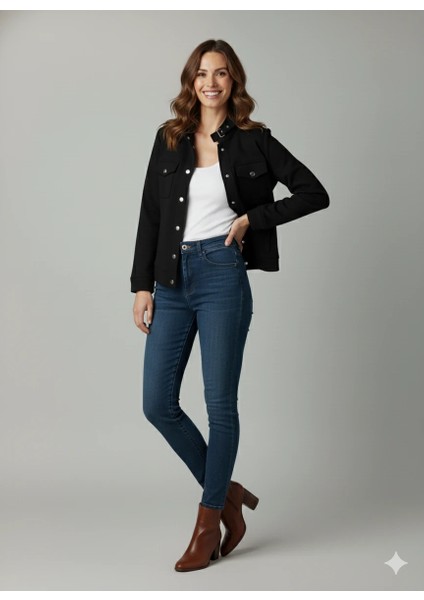 Kadın Taba Zarif Kısa Ceket Toka Detaylı Dik Yaka Cepli Süet/kaşe Baharlık Ceket fırsatları