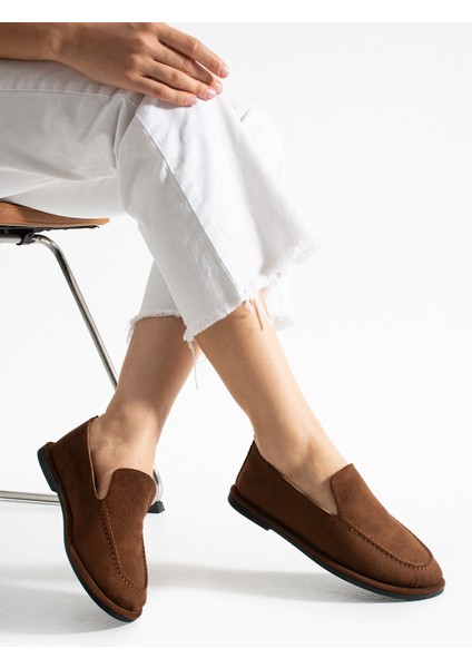 Konforlu Kadın Süet Mokasen Ayakkabı Loafer