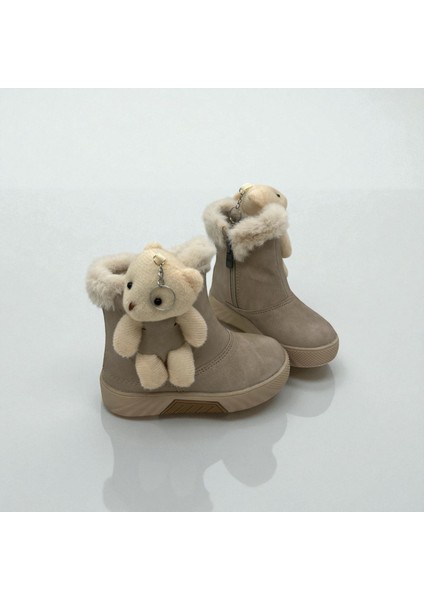 Kız Çocuk Bej Ayıcıklı Kaymaz Taban Bot