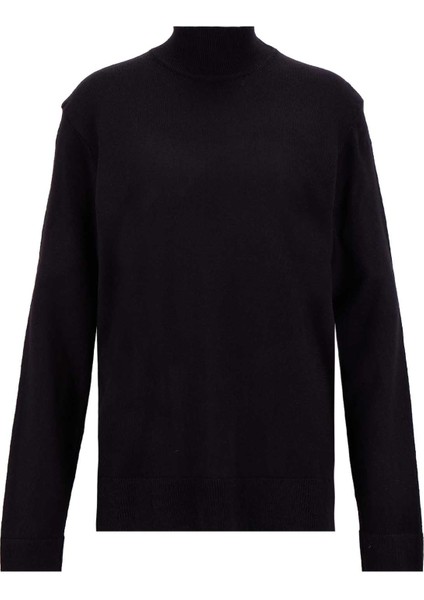 Yarım Balıkçı Yaka Basic Düz Siyah Erkek Kazak MML5WM-KZK9527