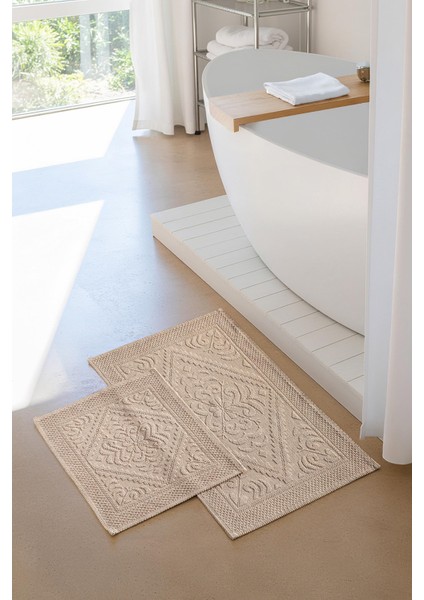 | Violeta 2'li Banyo Paspas Seti | Kaymaz Taban %100 Pamuk | 60X100 - 50X60 cm