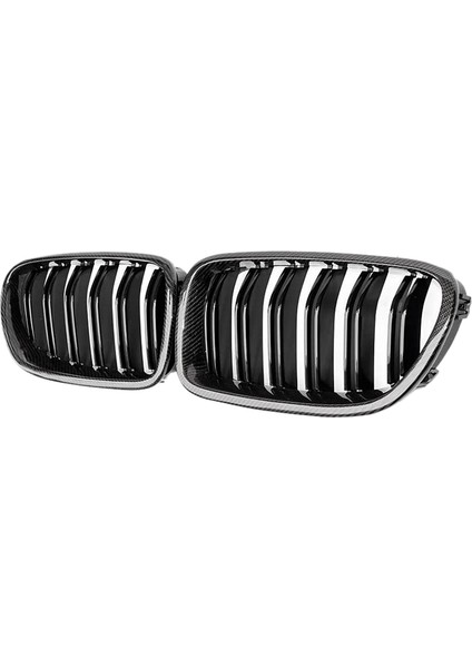 Araba Karbon Fiber Parlak Çift Çift Sıslar Ön Böbrek Izgara For-Bmw 5 Seri F10 F11 M5 2010-2016 (Yurt Dışından)