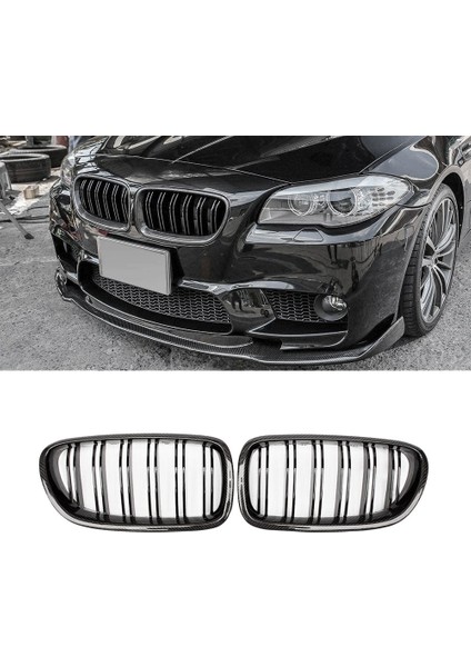 Araba Karbon Fiber Parlak Çift Çift Sıslar Ön Böbrek Izgara For-Bmw 5 Seri F10 F11 M5 2010-2016 (Yurt Dışından) modelleri