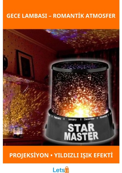 Yıldızlı Gece Lambası Projeksiyon LED Çocuk Odası Için