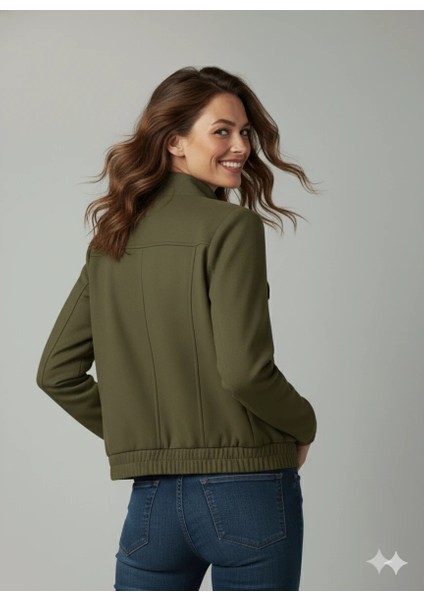 Kadın Taba Zarif Kısa Ceket Toka Detaylı Dik Yaka Cepli Süet/kaşe Baharlık Ceket indirimleri