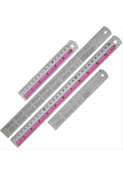 12+6 Inç Metal Cetvel Seti, Kendin Yap Projeleri Için Mükemmel, Kırmızı (Yurt Dışından)