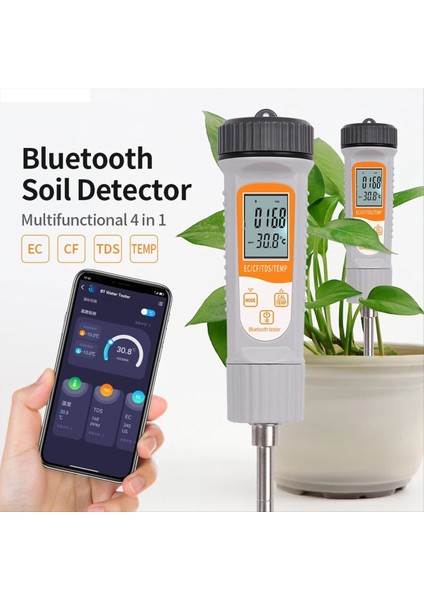 Bluetooth Ec/tds/cf Sıcaklık Ölçerli 4'ü 1 Arada Toprak Test Cihazı (Yurt Dışından) fiyatları