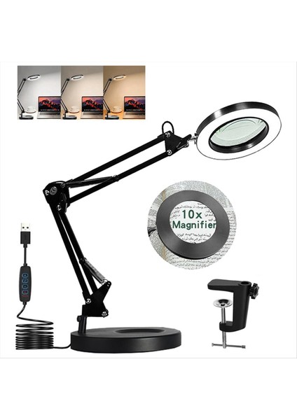 Işıklı ve Standlı Büyüteç, Kelepçeli 2'si 1 Arada, 3 Renk Modu (Yurt Dışından) fiyatları