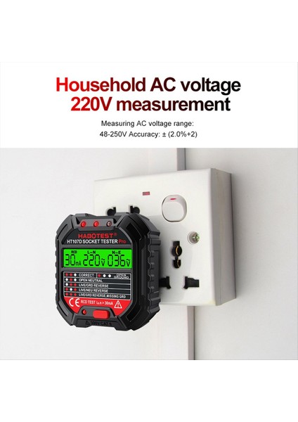 Habotest HT107 Pro Soket Test Cihazı Voltaj Test Soketi Abd Fişi (Yurt Dışından) fiyatları