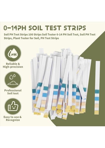 Toprak Ph Test Şeritleri 100 Şerit Toprak Test Cihazı 0-14 Ph Toprak Testi, Toprak Için (Yurt Dışından) fırsatları