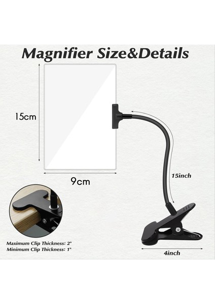 Klipsli 5x Büyüteç, Kelepçeli 6x3,5 Inç Büyüteç (Yurt Dışından) modelleri