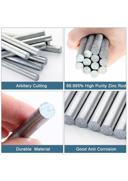 12 Adet Çinko Çubuk Çinko Metal Anot Iyi Iletkenlik Pürüzsüz Yüzey (Yurt Dışından) fiyatları