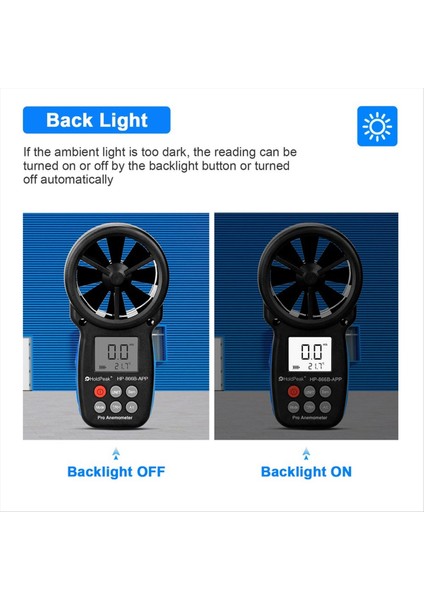 Holdpeak 866B-APP Bluetooth El Tipi Anemometre - Dijital Rüzgar Hızı, (Yurt Dışından) fiyatları
